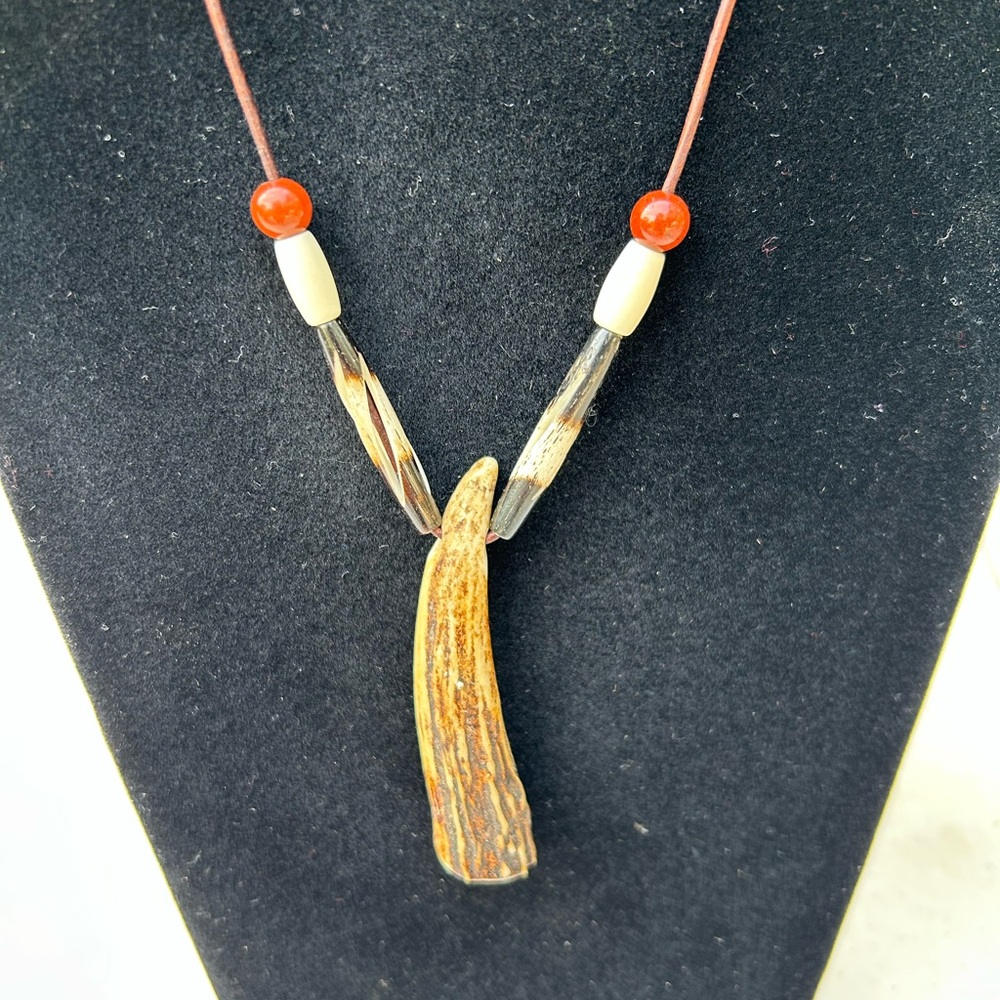 Outdoors Natural antler tip Necklace or mirror hanger